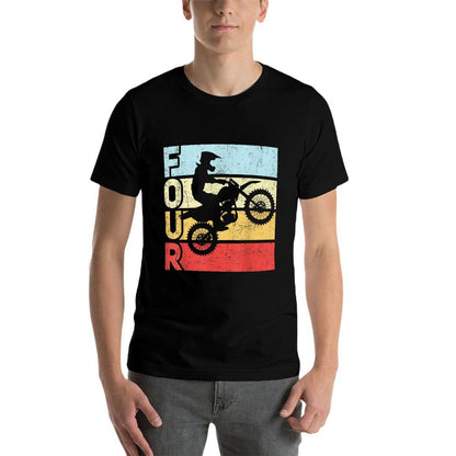 Motocross 4th Birthday Party MX Dirt Bike Birthday  Vintage-inspired T-Shirt