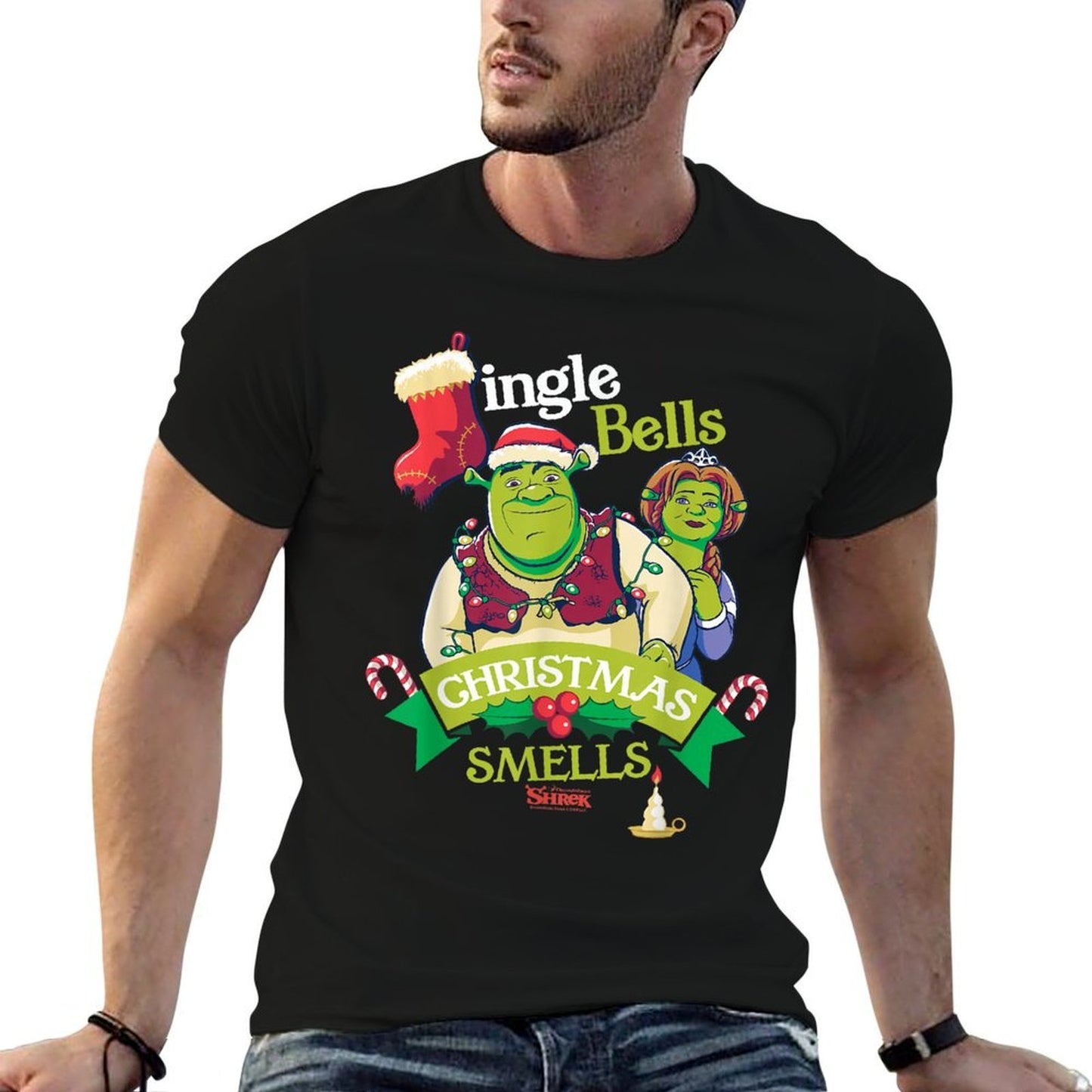 Shrek Jingle Bells Christmas Smells Shrek And Fiona  Soft T-Shirt