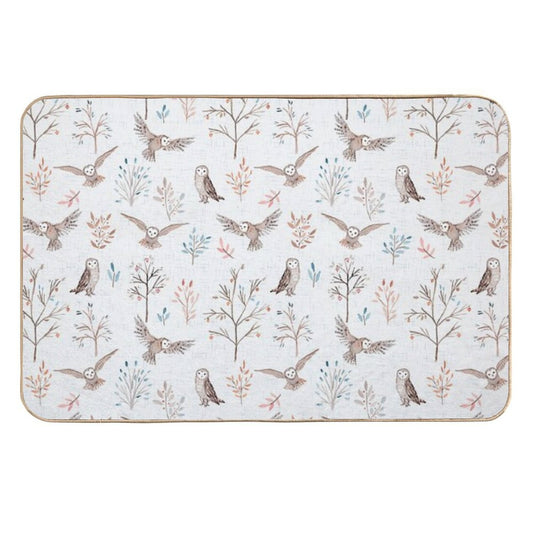 Magic Pastel Forest with Owls  Non-Slip Bath Mat