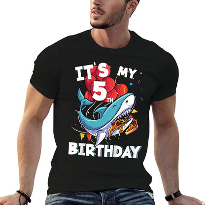 Kids It's My 5th Birthday 5 Year Old Shark Birthday  Stretchy T-Shirt