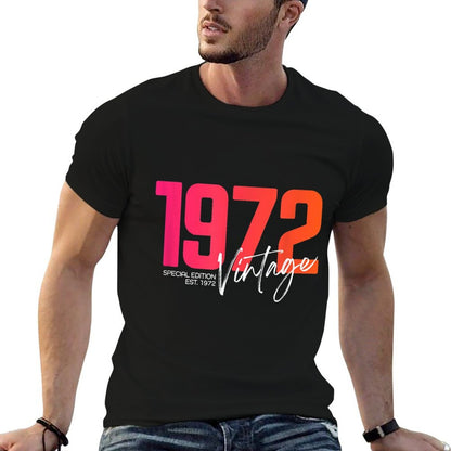 Vintage 1972 50 Years Old Birthday Born 1972 50th Birthday  Summer-ready Fabric T-Shirt