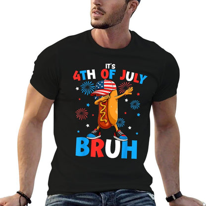Bruh 4th Of July Funny Hotdog Fourth of July Boys Kids  Durable T-Shirt