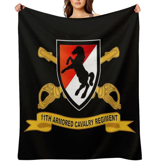 Army  - 11th Armored Cavalry Regiment - SSI W Br - Ribbon X 300 Sustainable Throw Blanket