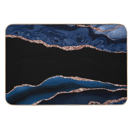 Blue And Rose Gold Agate  Long-Lasting Bath Mat