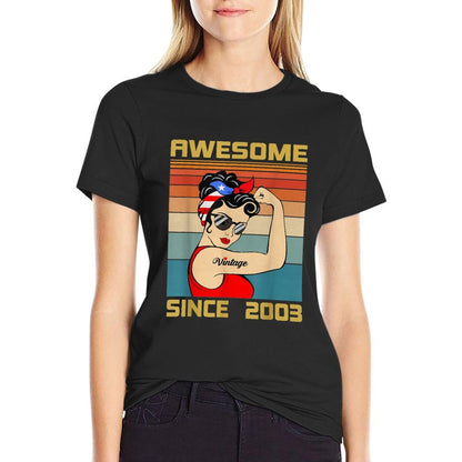 22th Birthday Gift 22 Years Old For Women Retro Vintage 2003  Eco-friendly Material T-Shirt