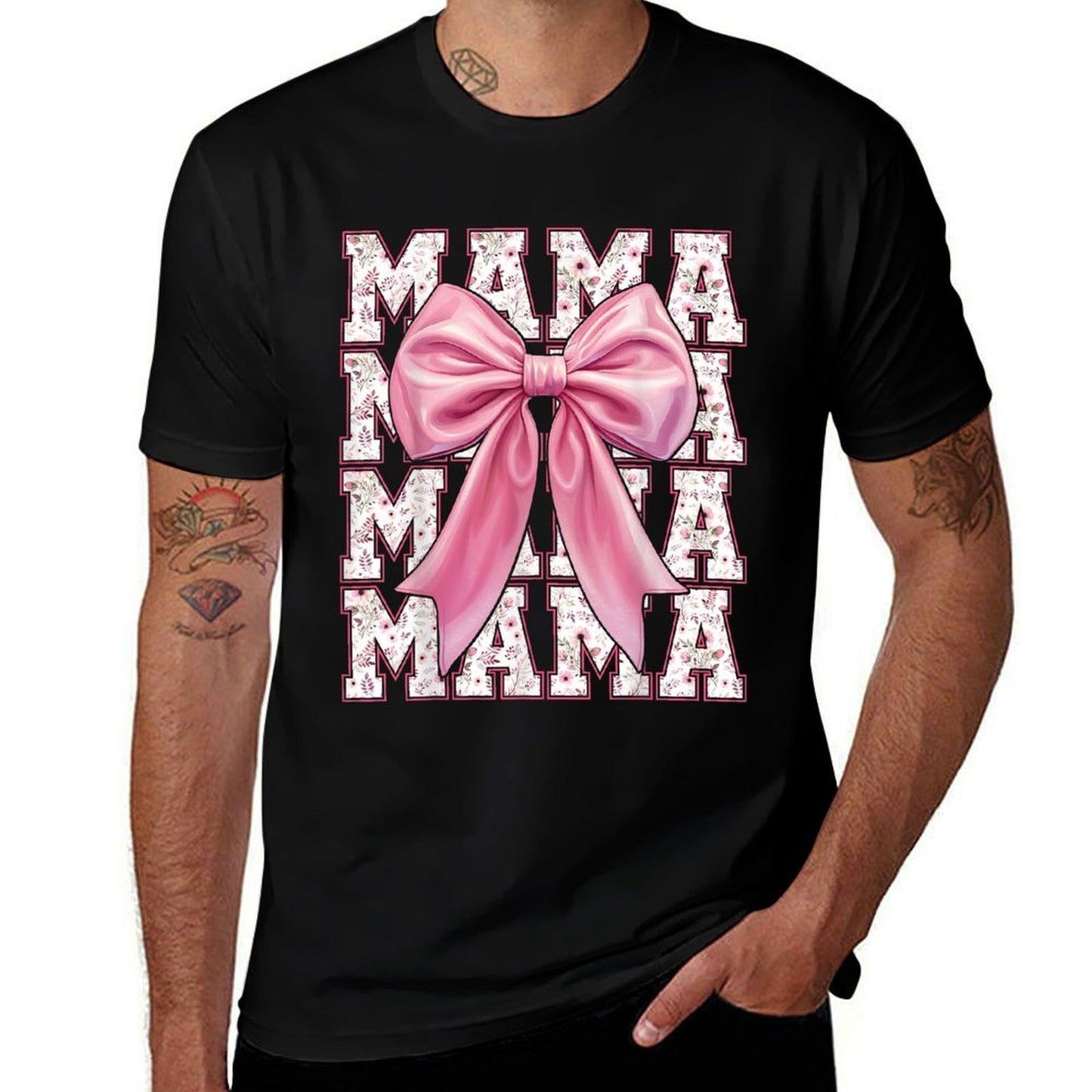 Mama Coquette Pink Bow Floral Mothers Day For Mom  Durable T-Shirt