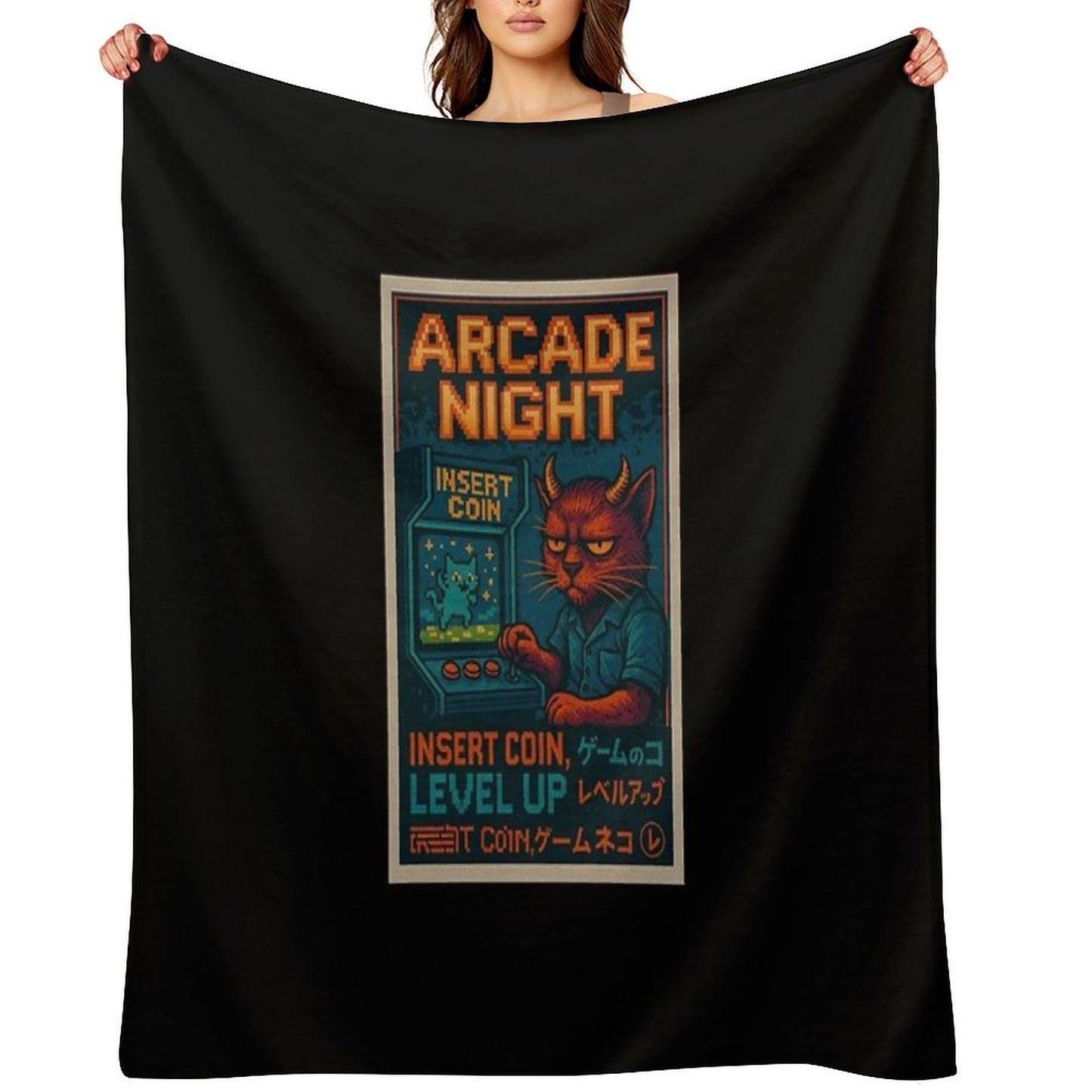 Arcade Night Leveling Up in Silence Quick-dry Throw Blanket