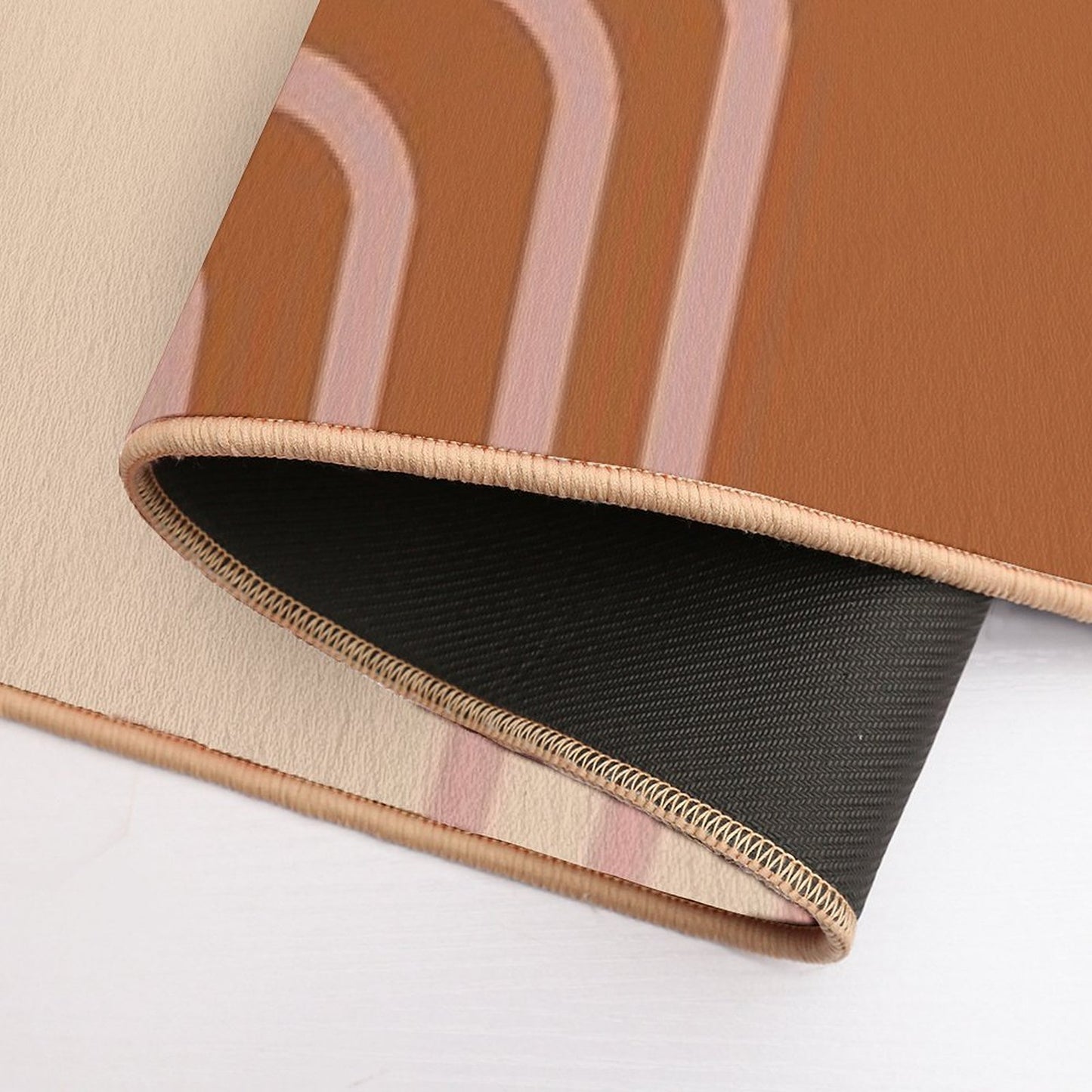 Mid Century Modern Shapes And Lines in Desert Terracotta And Mustard Yellow  Multi-Purpose Bath Mat