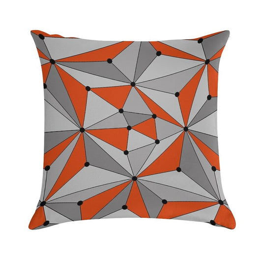 Abstract Geometric Pattern - Orange And Gray. Soft Style Accent Throw Pillow