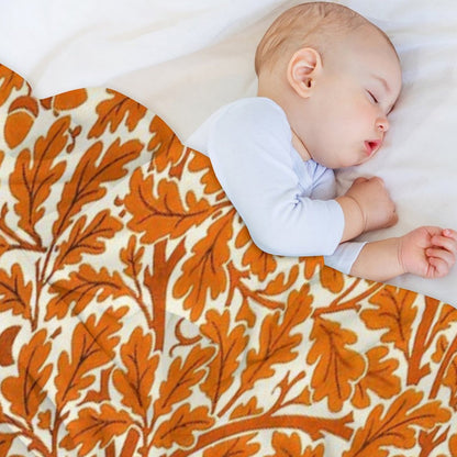 William Morris Oak Leaves, Rust Orange And Cream Gift-ready Throw Blanket