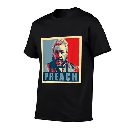 Pilgrims Products Mens Blue Christian Motivational PREACH  Trendy Pattern T-Shirt