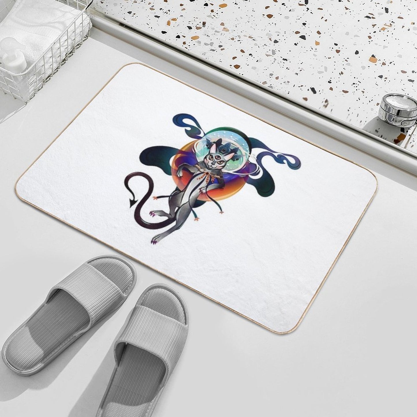 Ray, The King of Cats. Warlock by Day, Regal Magic Feline Cat by Night.  Absorbent Bath Mat