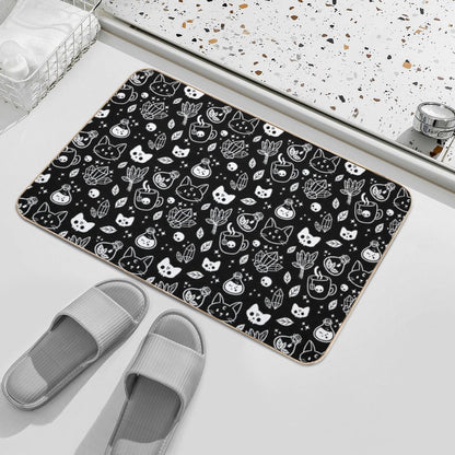 Herb Witch  Black And White  Nikury Durable Bath Mat