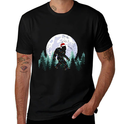 Christmas Bigfoot Sasquatch Tree Lights Funny Xmas Men Boys Comfortable T-Shirt