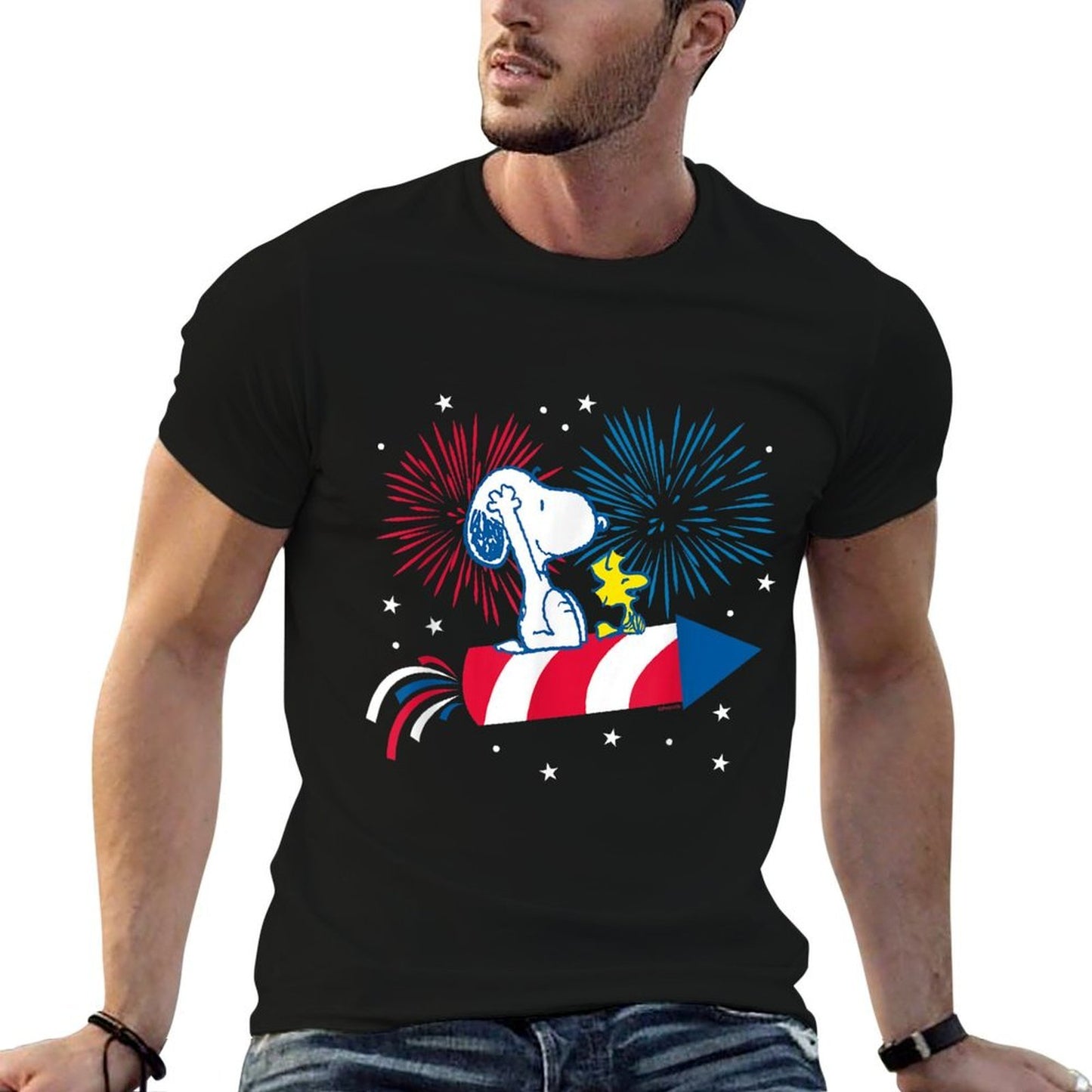 Peanuts - Snoopy And Woodstock July 4th Fireworks  Vintage-inspired T-Shirt