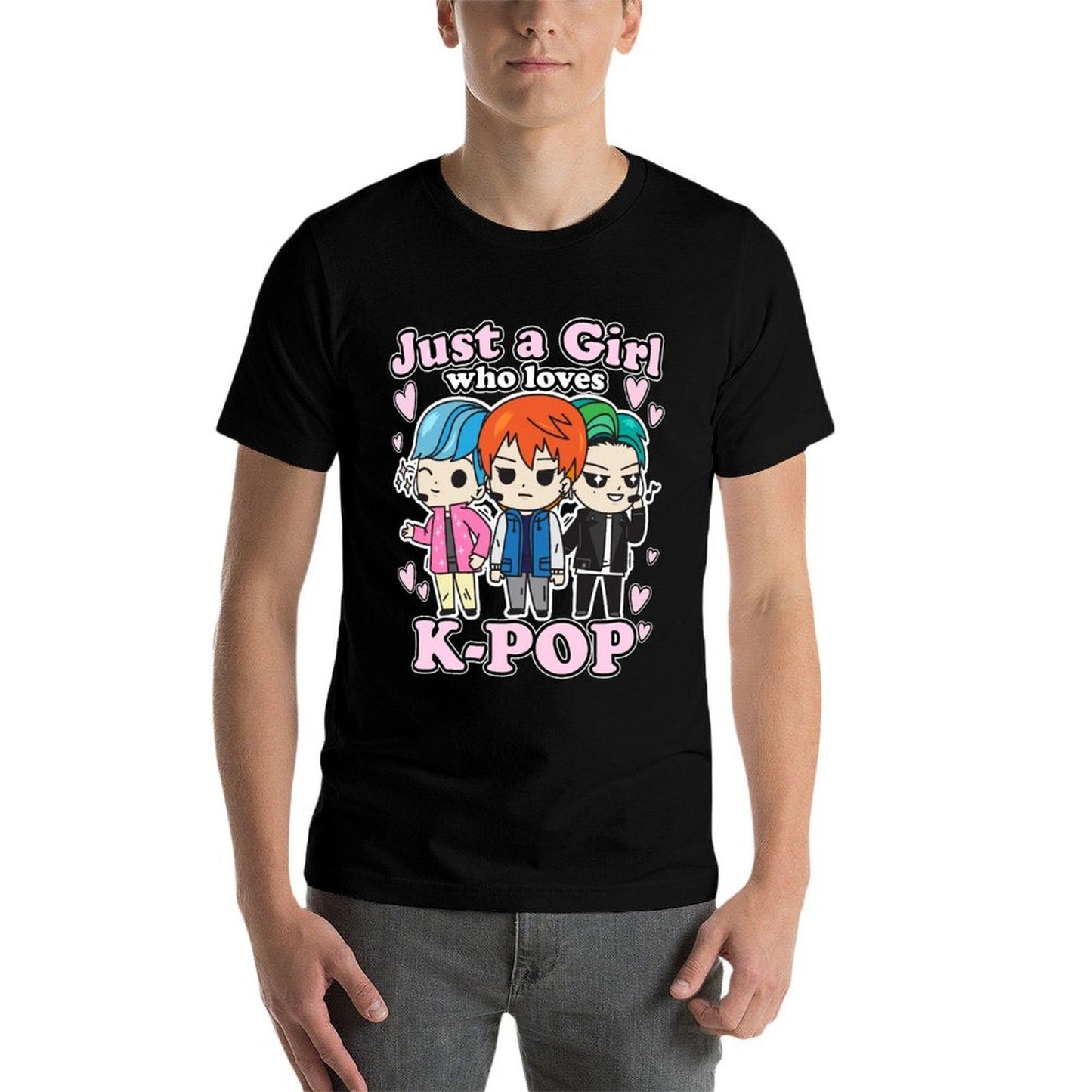 K-Pop Just A Girl Who Loves K-Pop Korean Pop Band  Oversized Silhouette T-Shirt