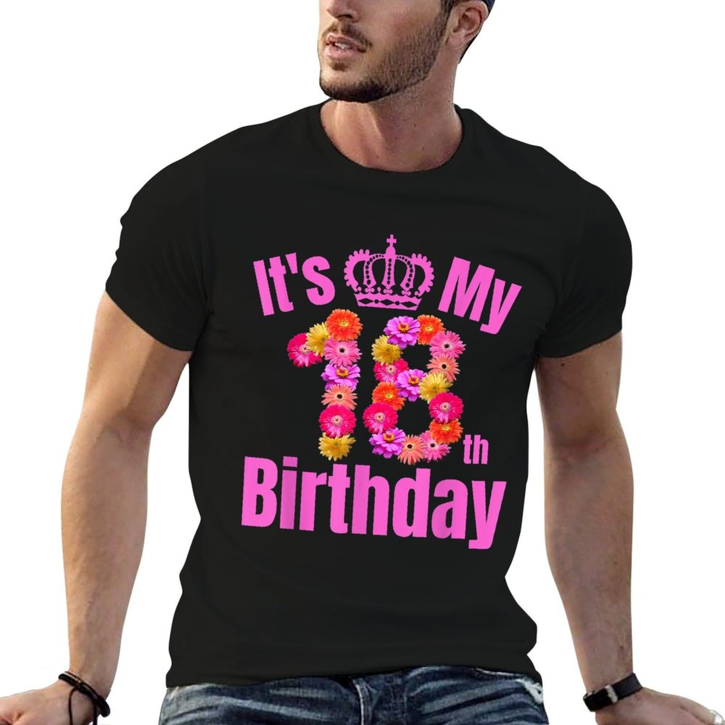18 Year Old Birthday Girls Flower Its My 18th Birthday  Easy-care T-Shirt