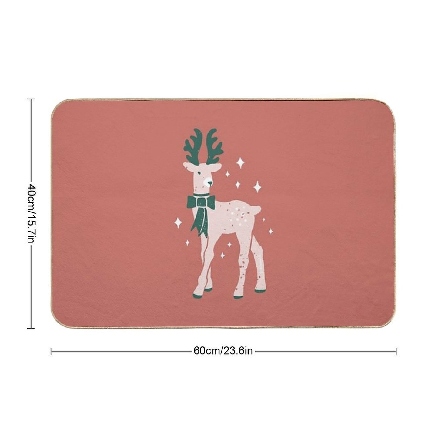 Reindeer with A Bow Christmas Design  Anti-Trip Bath Mat
