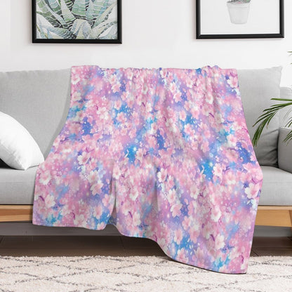 Anime Flowers Composition, Floral Theme, Seamless Pattern All-season Throw Blanket