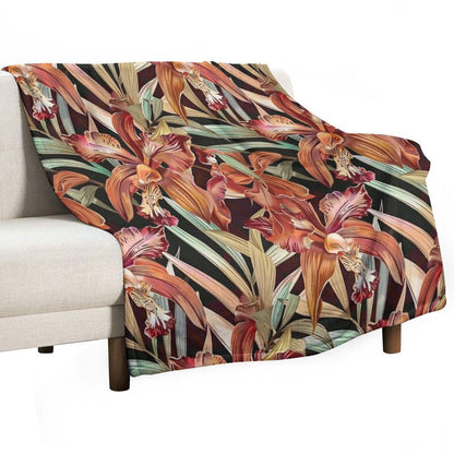Autumn Orchid Splendor Machine-washable Throw Blanket