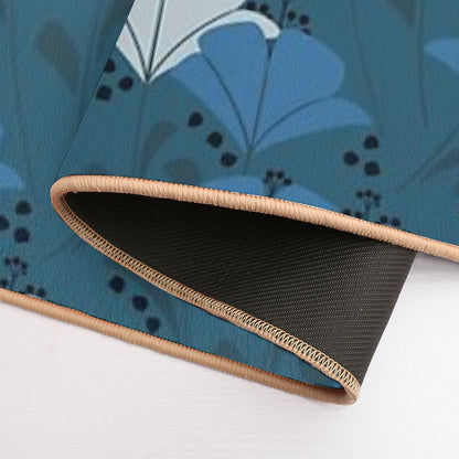 Monochromatic Botanical Patten  Blue  Yellow  Floral  Botanical Garden  Stain-Proof Bath Mat