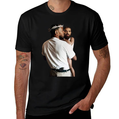 Kendrick Lamar Holding Baby Drake  Wrinkle-resistant T-Shirt