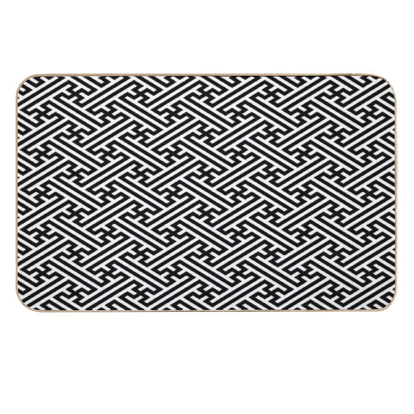Sayagata - Japanese Traditional Pattern - Black  Slip-Resistant Bath Mat