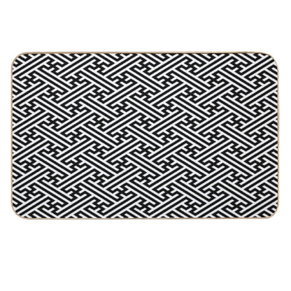 Sayagata - Japanese Traditional Pattern - Black  Slip-Resistant Bath Mat