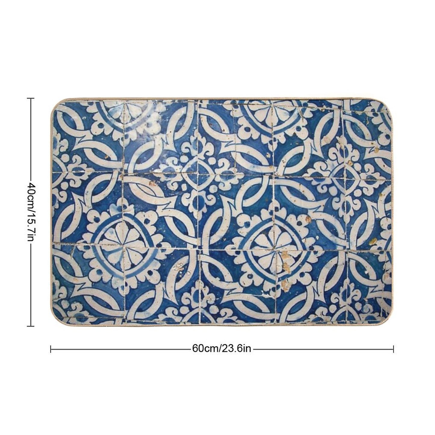 Vintage Portuguese Azulejo  Anti-Trip Bath Mat