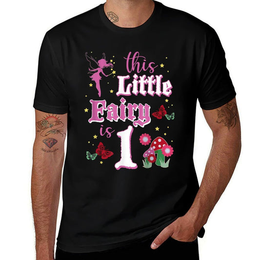 Fairy 1st Birthday Girl 1 Years Old Fairy Party Theme  Rolled Sleeves T-Shirt