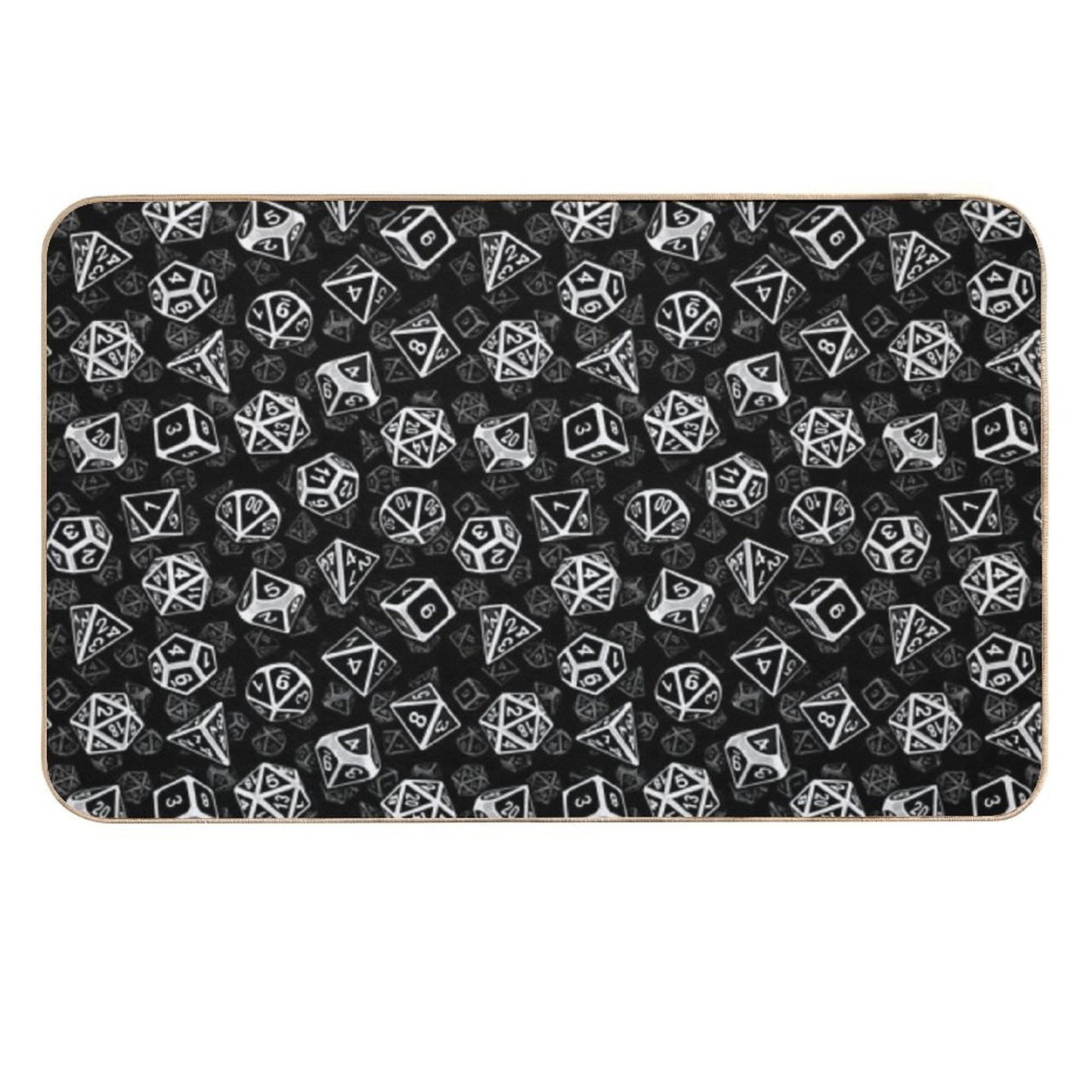 D20 Dice Set Pattern (White)  Easy To Clean Bath Mat