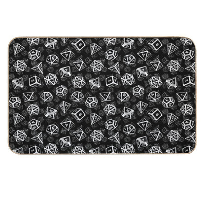 D20 Dice Set Pattern (White)  Easy To Clean Bath Mat