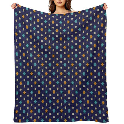 Moroccan Starry Night Mosaic Machine-washable Throw Blanket