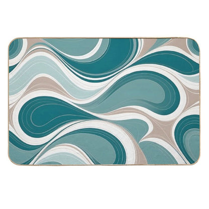 Copy of Mid Century Modern Liquid Swirl,  Beige, Green  #2  Repositionable Bath Mat