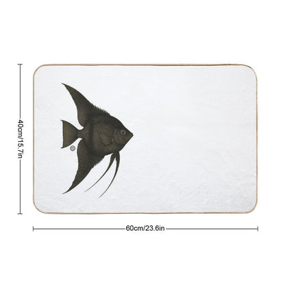 Black Angelfish - Vintage Japanese Style - Angel Fish  Anti-Trip Bath Mat