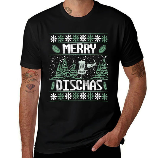 Vintage Disc Golf Ugly Christmas Merry Discmas Party  Graphic-printed T-Shirt