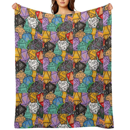 Polyhedral Paradise Vibrant D20 Dice Pattern Multi-functional Throw Blanket