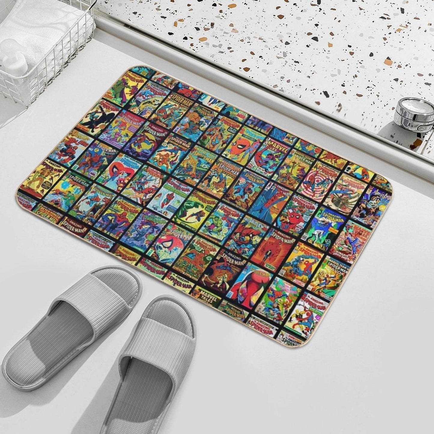 Vintage Superhero Comic Book Collection Pattern 3  Eco-Friendly Bath Mat