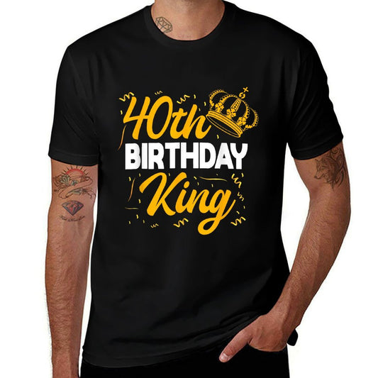 40th Birthday King Party Crown Bday Celebration  Easy-care T-Shirt