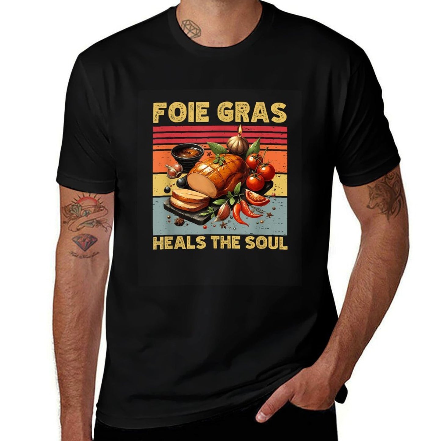 Foie Gras Heals The Soul French Retro Gourmet Foodie Humor  Wrinkle-resistant T-Shirt