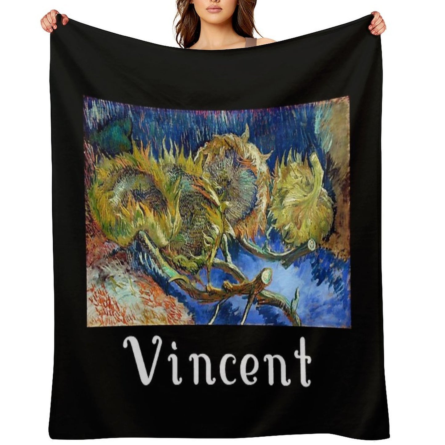 Four Withered Sunflowers by Vincent Versatility Throw Blanket