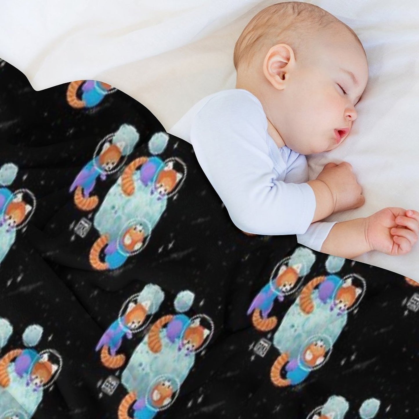 Red Space Pandas Gift-ready Throw Blanket