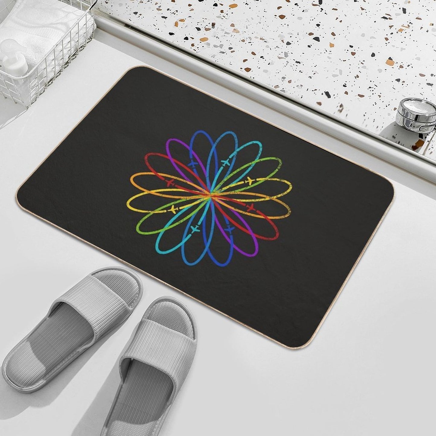 Infinite Rainbow Flower Flight  Versatile Bath Mat