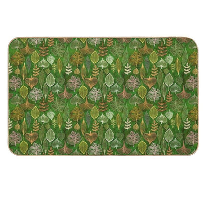 Leaves on Green  Easy Maintenance Bath Mat