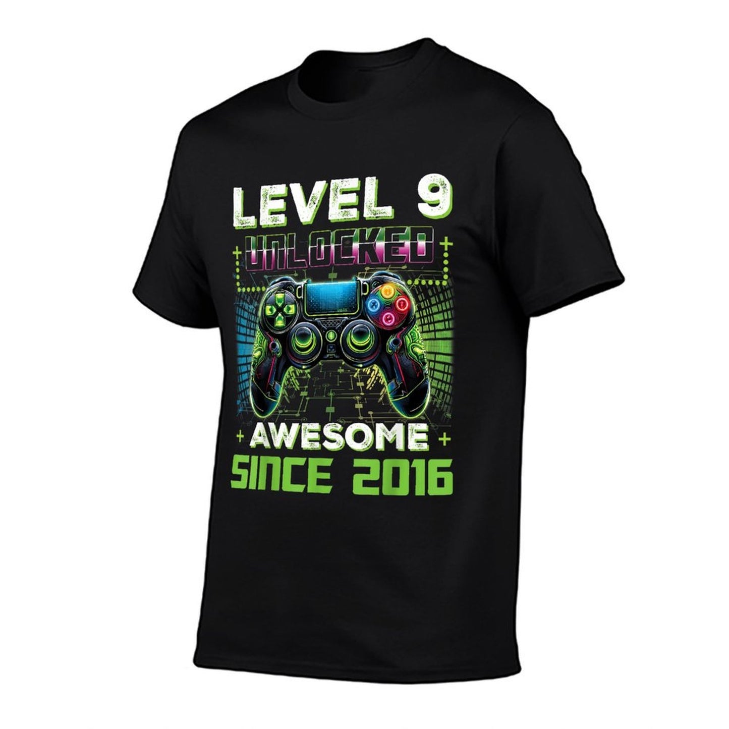 Level 9 Unlocked Video Game 9th Birthday Gamer Boys Son  High-quality Stitching T-Shirt