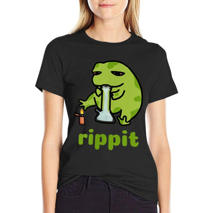 Rippit Stoner Frog  Weed, Marijuana Smoker, Cannabis 420  Stretchy T-Shirt
