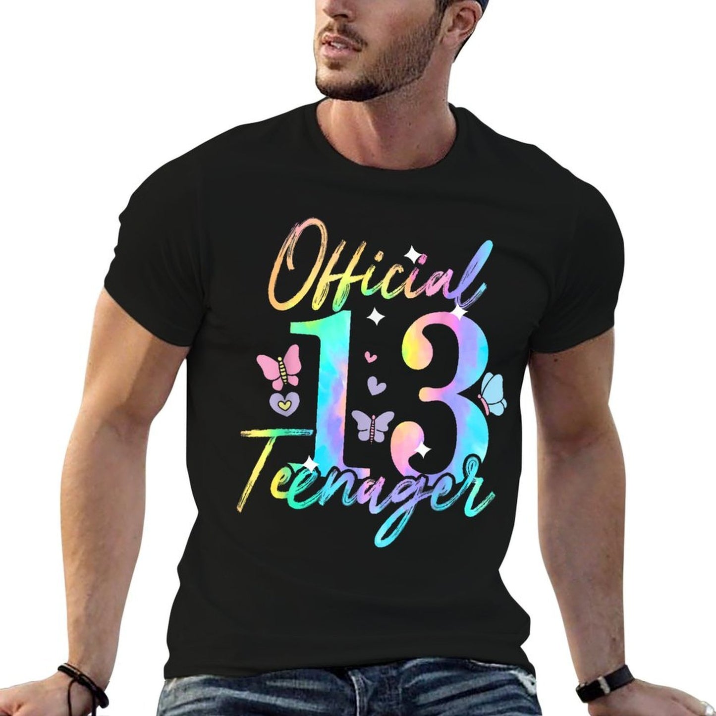 13th Birthday Girls 13 Years Officialnager Birthday 13  Ribbed Collar T-Shirt