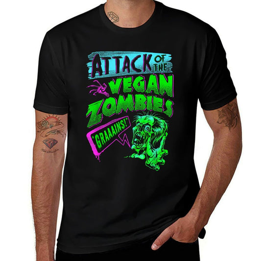 Attack of The Vegan Zombies Vegetarian Halloween  Rolled Sleeves T-Shirt