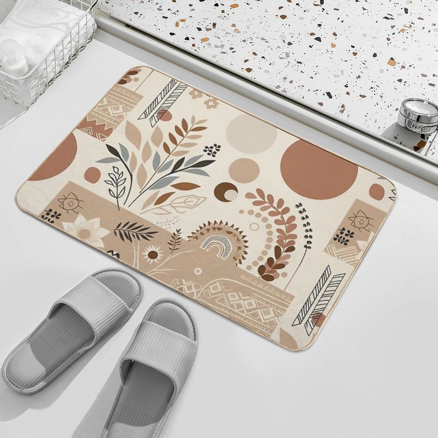 Boho Abstract Background - 31  Easy Maintenance Bath Mat