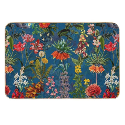 Vintage Blue Springflower Meadow Botanical Night Garden  Odorless Bath Mat